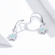 Boucles d'oreilles pendantes en opale style Pandora avec lune et étoile - SCE707