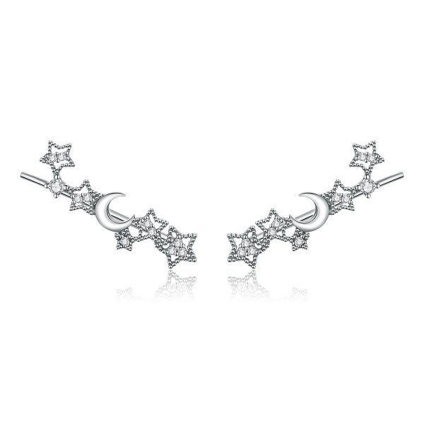 Clous d'Oreilles Style PANDORA étoiles et lune - SCE926