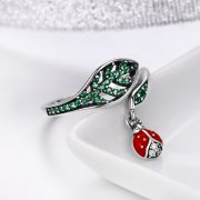 Bague Ouverte Style PANDORA Coccinelle au repos - SCR310