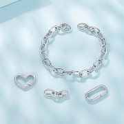 Bracelet à chaîne en style Pandora avec cœur - SCB258