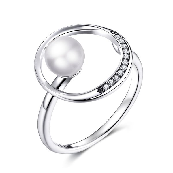 Bague Ouverte Style PANDORA Douce Shell Perle - SCR664