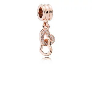 (image pour)  Charm Pandora 781242CZ - Charm Coeurs Enlacés Rose Femme 