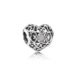 (image pour) Charm Pandora 791784MSG - Charm Coeur Signature Pierre de Lune 