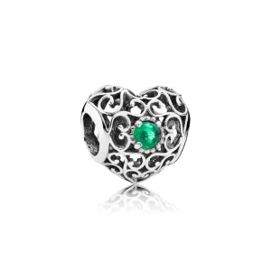 (image pour) Charm Pandora 791784NRG - Charm Coeur Signature Cristal Vert 