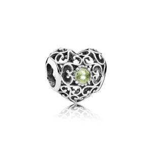 (image pour) Charm Pandora 791784PE - Charm Coeur Signature Péridot 