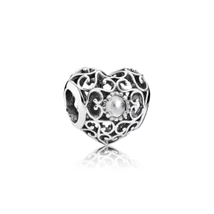 (image pour) Charm Pandora 791784RC - Charm Coeur Signature Cristal Blanc 