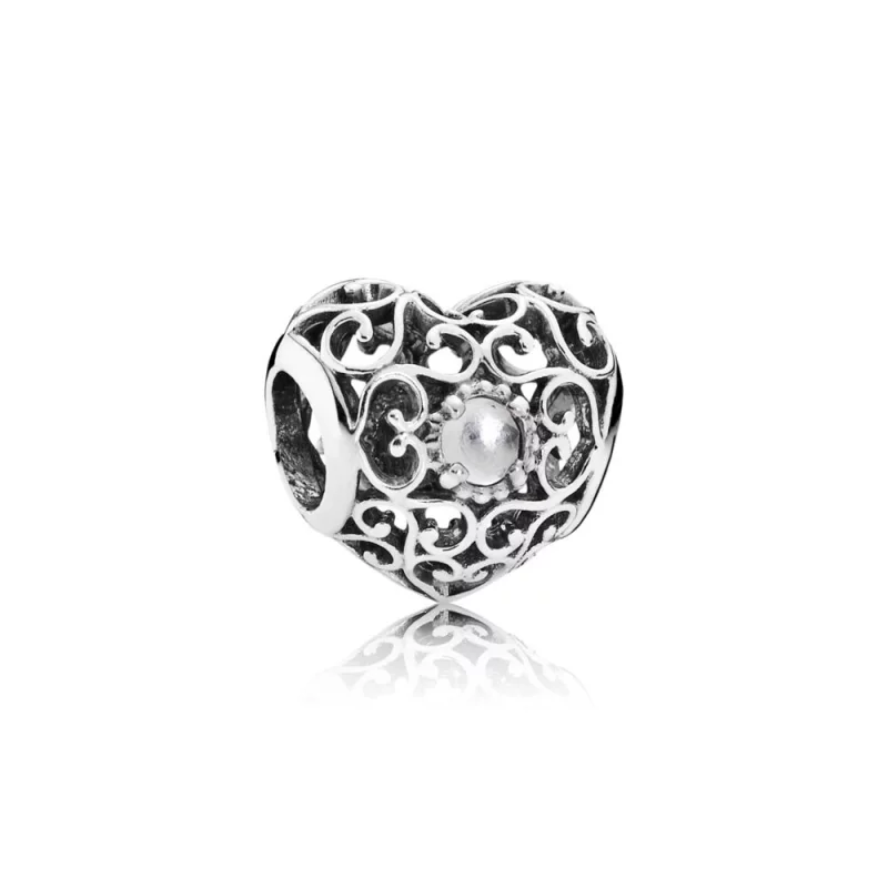 (image pour) Charm Pandora 791784RC - Charm Coeur Signature Cristal Blanc 