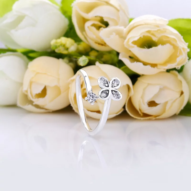 (image pour) Bague Fleur à Quatre Pétales et Bourgeon ouverte en Argent, Arge PANDORA France - Afficher 2