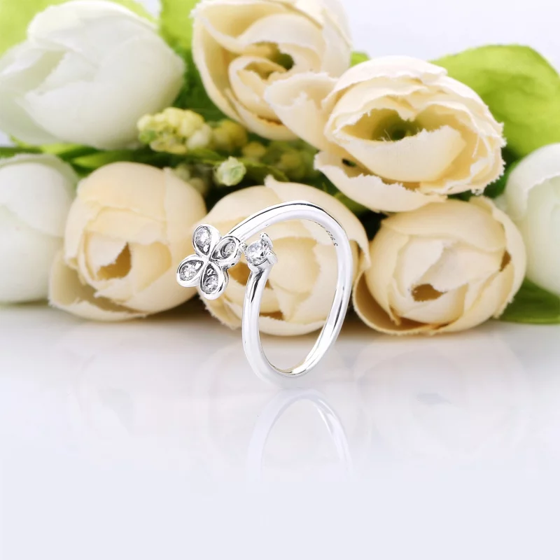 (image pour) Bague Fleur à Quatre Pétales et Bourgeon ouverte en Argent, Arge PANDORA France - Afficher 4
