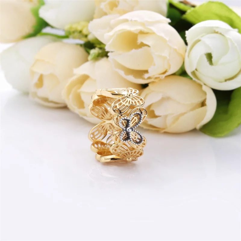 (image pour) Bague Papillon ajourée en PANDORA Shine™, PANDORA Shine™ et Argent - 167947 - Afficher 2