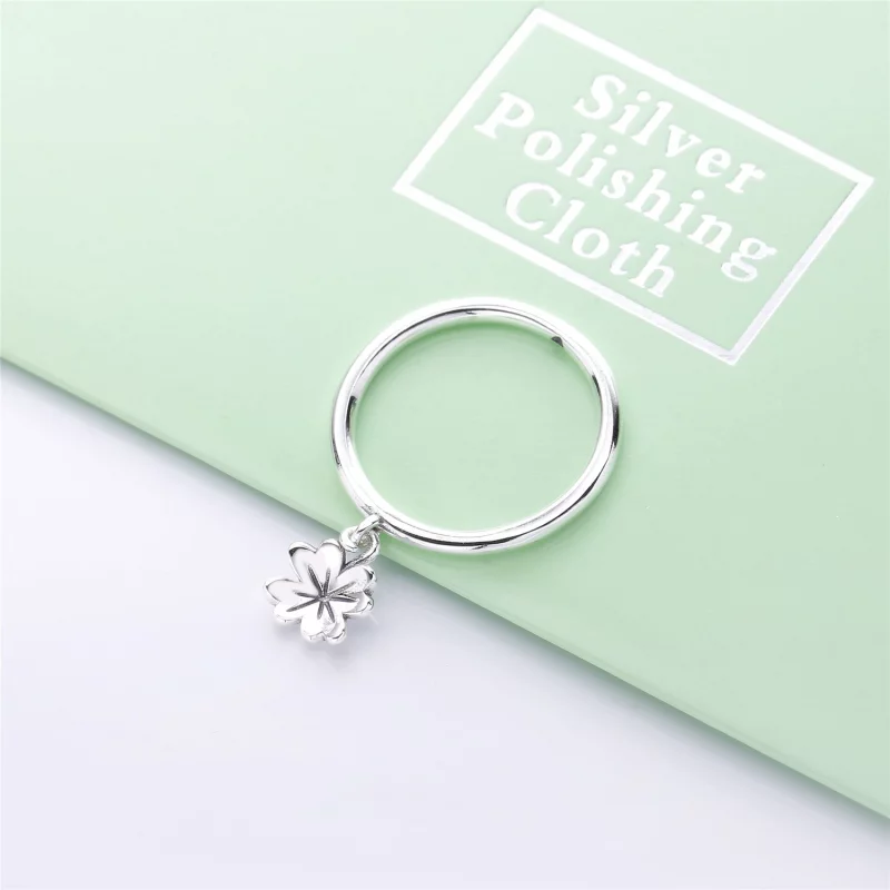 (image pour) Bague Trèfle Suspendu en Argent, Argent 925/1000ᵉ – Boutique PAND PANDORA France - Afficher 3