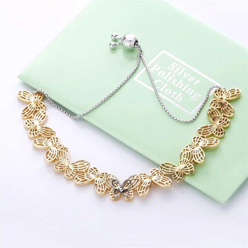 (image pour) Bracelet Coulissant Papillons Ajourés en PANDORA Shine™, PANDORA S - 567957 - Afficher 3