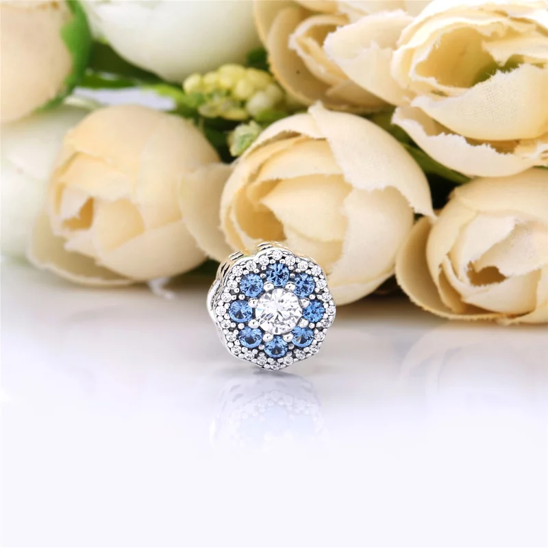 (image pour) Charm Fleur Scintillante Bleue en Argent, Argent 925/1000ᵉ, Pierr PANDORA France - Afficher 2