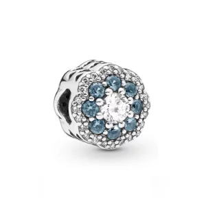 (image pour) Charm Fleur Scintillante Bleue en Argent, Argent 925/1000ᵉ, Pierr PANDORA France