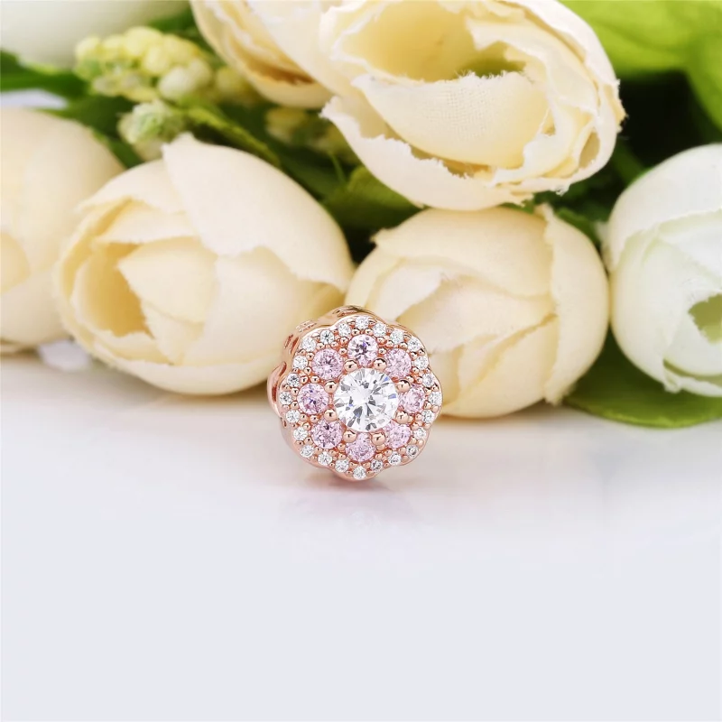 (image pour) Charm Fleur Scintillante Rose en PANDORA Rose™, PANDORA Rose™, méta - 787851NPM - Afficher 2