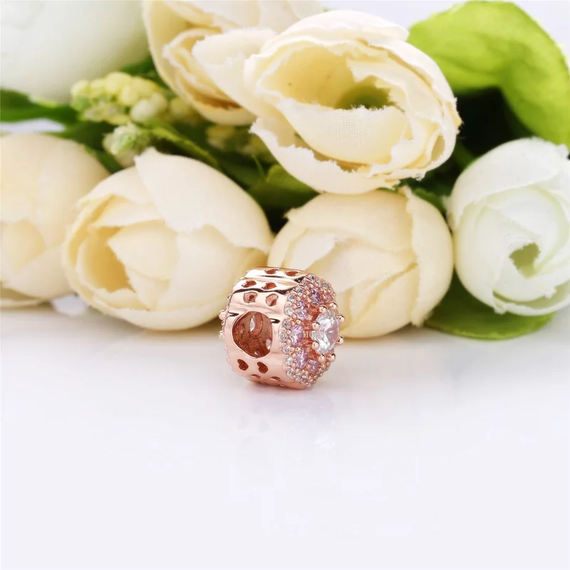 (image pour) Charm Fleur Scintillante Rose en PANDORA Rose™, PANDORA Rose™, méta - 787851NPM - Afficher 3