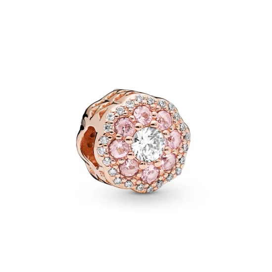 (image pour) Charm Fleur Scintillante Rose en PANDORA Rose™, PANDORA Rose™, méta - 787851NPM
