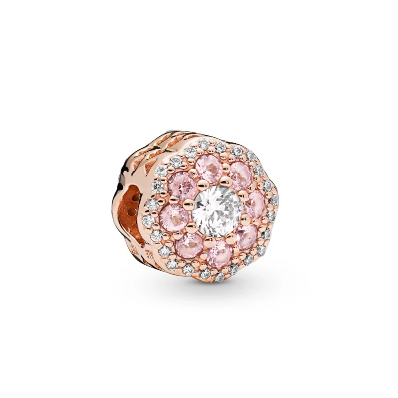 (image pour) Charm Fleur Scintillante Rose en PANDORA Rose™, PANDORA Rose™, méta - 787851NPM