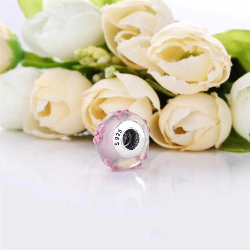 (image pour) Charm Murano Floral Rose en Argent, Argent 925/1000ᵉ, Verre – Bou PANDORA France - Afficher 3