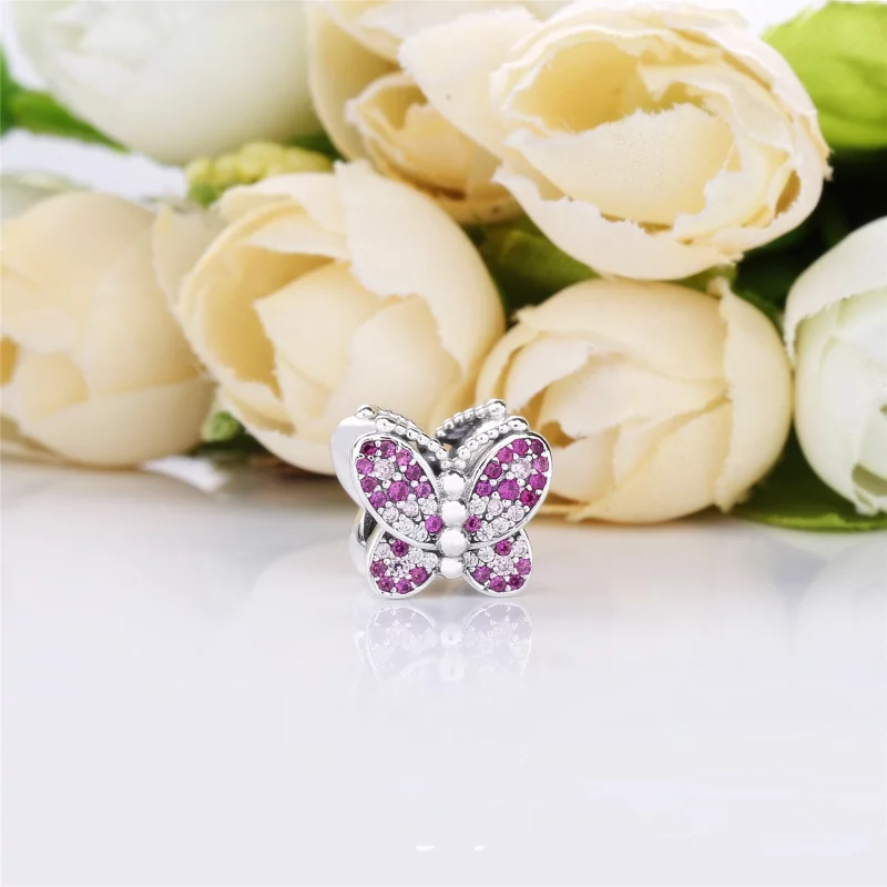 (image pour) Charm Papillon Rose en Argent, Argent 925/1000ᵉ, Pierres diverses PANDORA France - Afficher 2