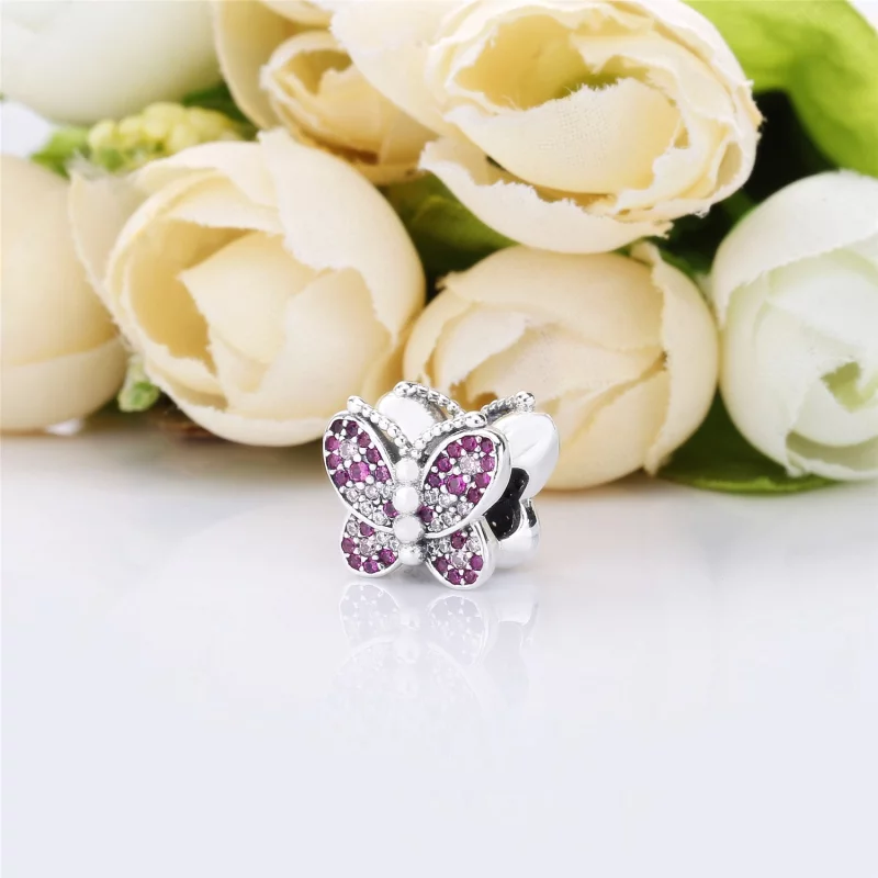 (image pour) Charm Papillon Rose en Argent, Argent 925/1000ᵉ, Pierres diverses PANDORA France - Afficher 3