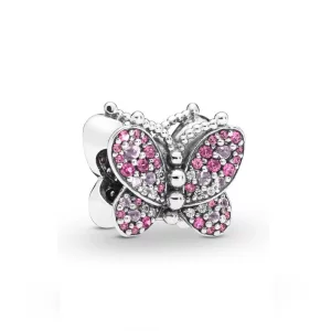 (image pour) Charm Papillon Rose en Argent, Argent 925/1000ᵉ, Pierres diverses PANDORA France