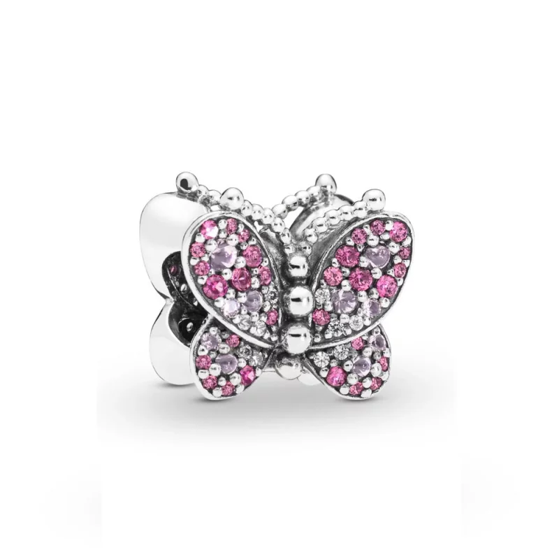 (image pour) Charm Papillon Rose en Argent, Argent 925/1000ᵉ, Pierres diverses PANDORA France