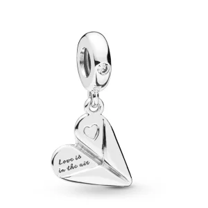 (image pour) Charm pendant Avion-Cœur Papier en Argent, Argent 925/1000ᵉ, Oxyd PANDORA France