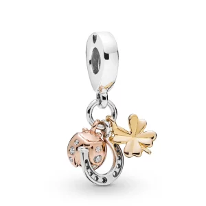 Charm pendant Fer à Cheval, Trèfle et Coccinelle, Sterling Silver PANDORA France - 797852CZ (image pour) Charm pendant Fer à Cheval, Trèfle et Coccinelle, Sterling Silver PANDORA France - 797852CZ