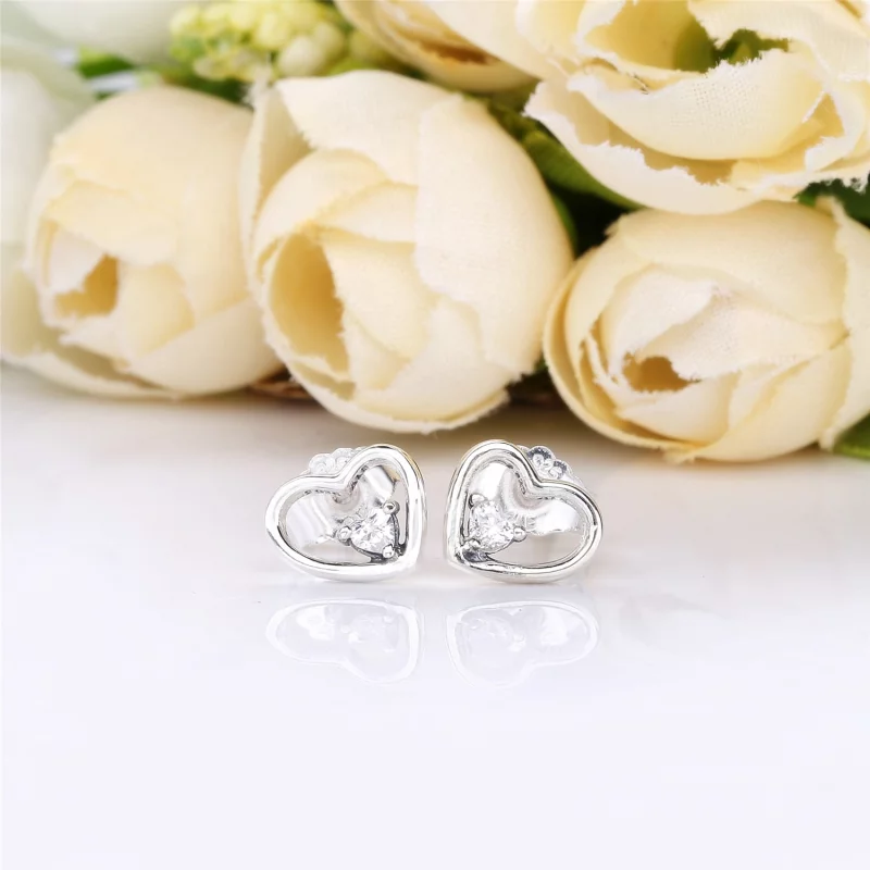 (image pour) Clous d’oreilles Cœurs Stylisés en Argent PANDORA France - 297813CZ - Afficher 2