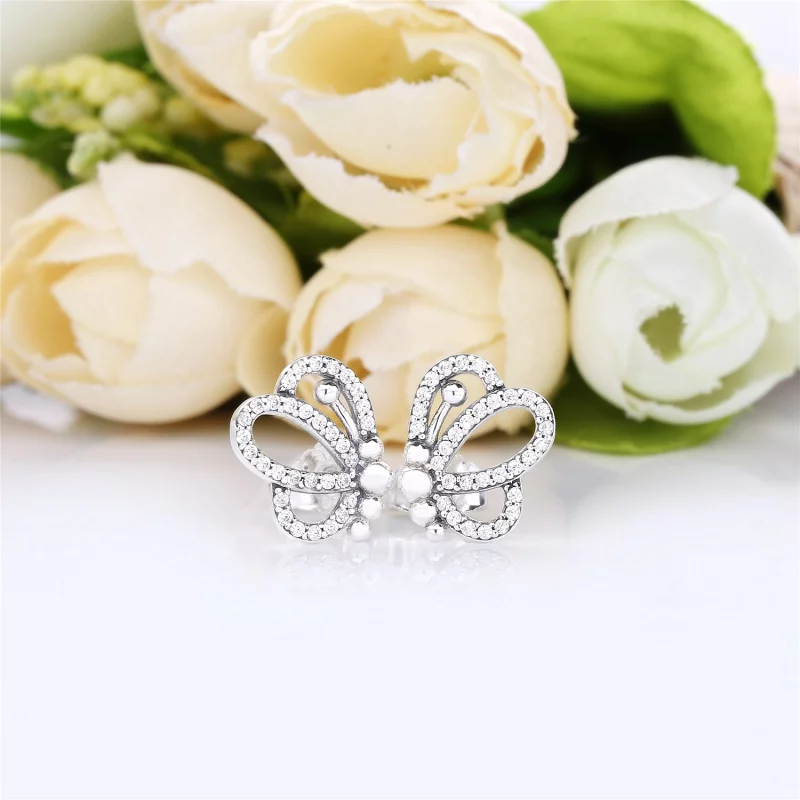 (image pour) Clous d’oreilles Silhouettes de Papillon ajourés Argent, Argent 9 PANDORA France - Afficher 2