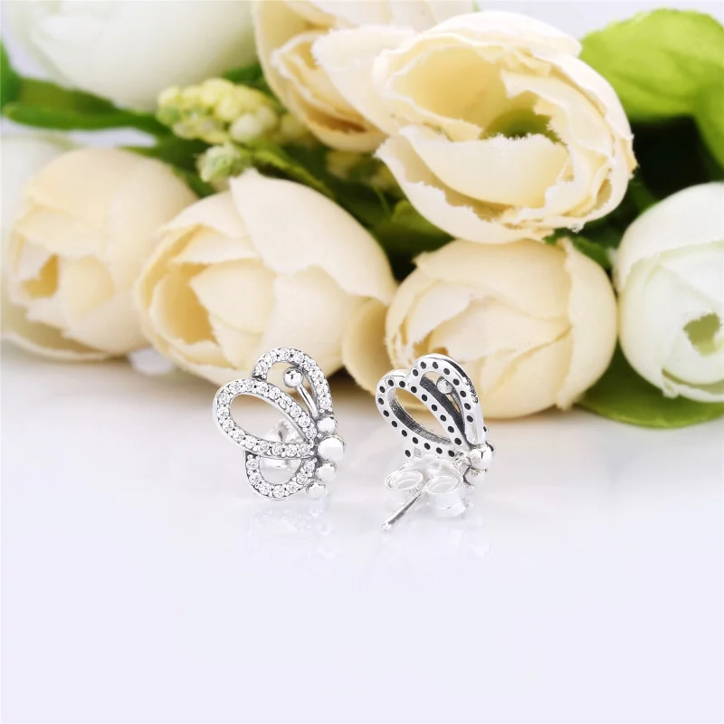 (image pour) Clous d’oreilles Silhouettes de Papillon ajourés Argent, Argent 9 PANDORA France - Afficher 3