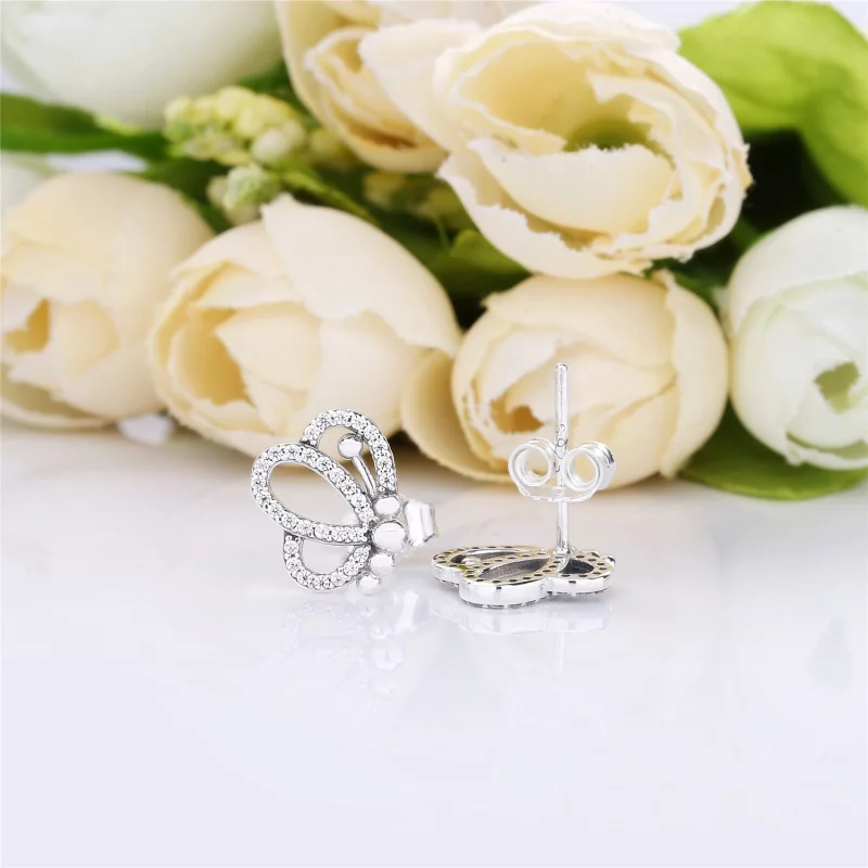 (image pour) Clous d’oreilles Silhouettes de Papillon ajourés Argent, Argent 9 PANDORA France - Afficher 4