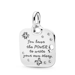 (image pour) Pendentif Devise Girl Power en Argent, Argent 925/1000ᵉ, Oxyde PANDORA France