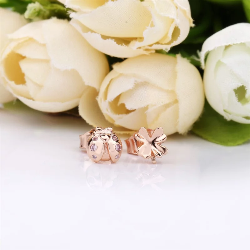 (image pour) CLOUS D'OREILLES COCCINELLE ET TRÈFLE EN PANDORA ROSE 287960NPO - Afficher 2