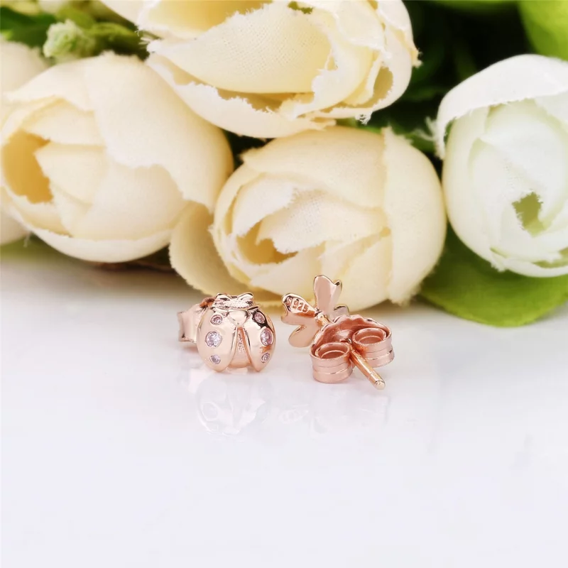 (image pour) CLOUS D'OREILLES COCCINELLE ET TRÈFLE EN PANDORA ROSE 287960NPO - Afficher 3