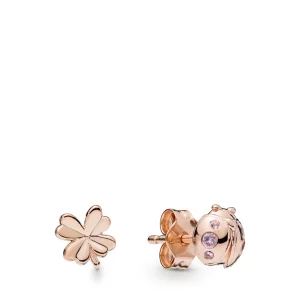 (image pour) CLOUS D'OREILLES COCCINELLE ET TRÈFLE EN PANDORA ROSE 287960NPO