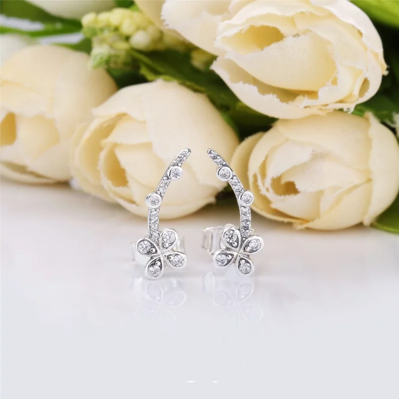 (image pour) Clous d'oreilles PANDORA Fleurs Grimpantes à Quatre Pétales en Argent 297936CZ - Afficher 2