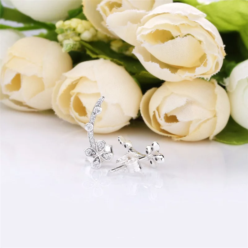 (image pour) Clous d'oreilles PANDORA Fleurs Grimpantes à Quatre Pétales en Argent 297936CZ - Afficher 4