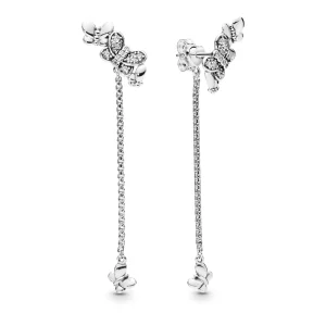Clous d'oreilles PANDORA papillons lumineux en argent 297964CZ (image pour) Clous d'oreilles PANDORA papillons lumineux en argent 297964CZ