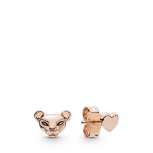 Clous d'oreilles Princesse Lionne et Cœur en Pandora Rose 288022EN16 (image pour) Clous d'oreilles Princesse Lionne et Cœur en Pandora Rose 288022EN16