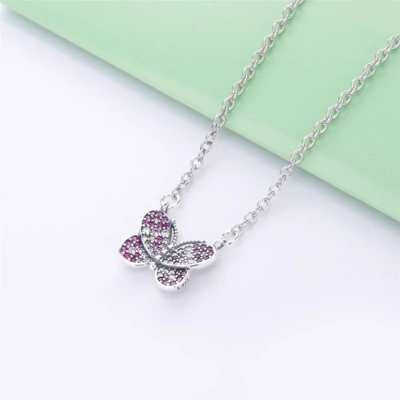 (image pour) Collier PANDORA papillon rose eblouissant en argent 397931NCCMX-50 - Afficher 2