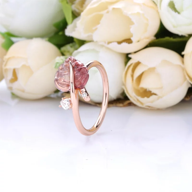 (image pour) Bague PANDORA Feuille en Verre de Murano Rose 188319PMU - Afficher 2