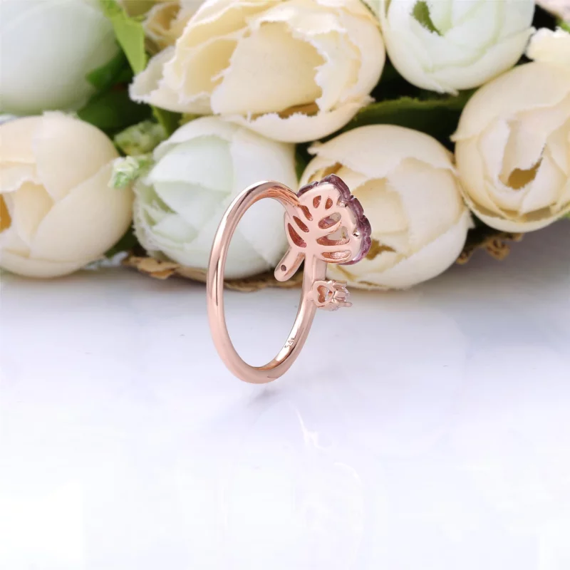 (image pour) Bague PANDORA Feuille en Verre de Murano Rose 188319PMU - Afficher 3