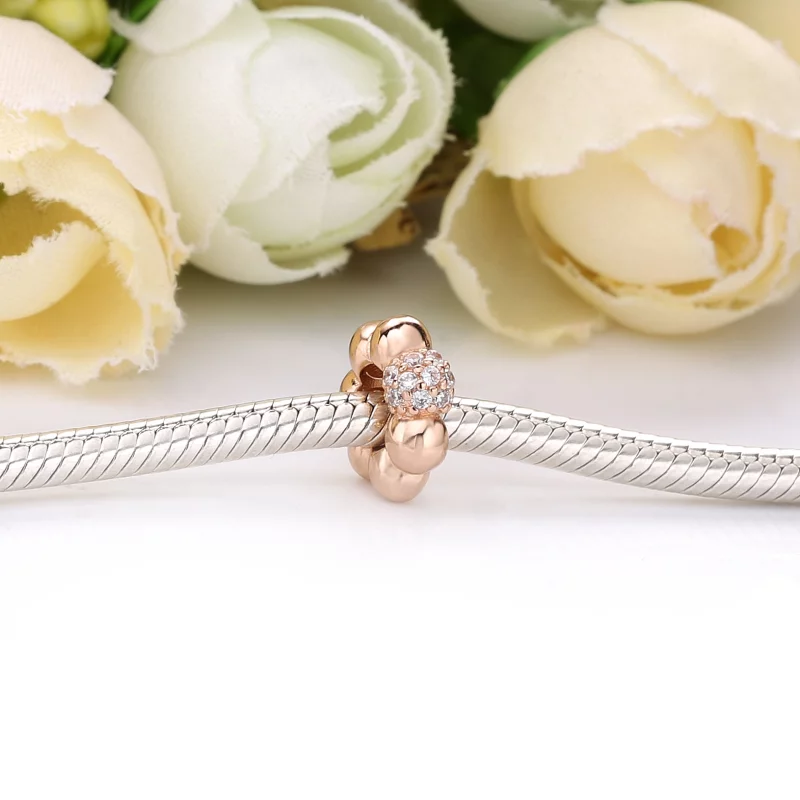 (image pour) Charm espaceur PANDORA Sphère Polie et Pavée 788310CZ - Afficher 2