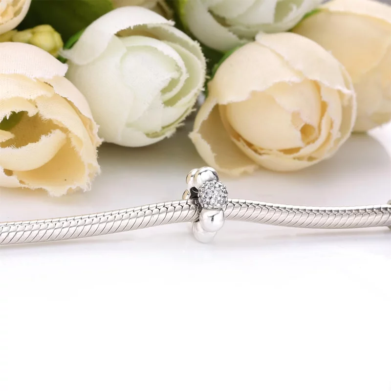 (image pour) Charm espaceur PANDORA Sphère Polie et Pavée 798310CZ - Afficher 2