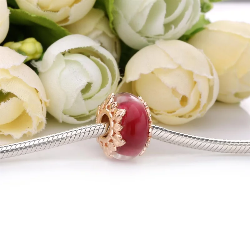 (image pour) Charm PANDORA Verre de Murano Rose et Feuilles 788244 - Afficher 3