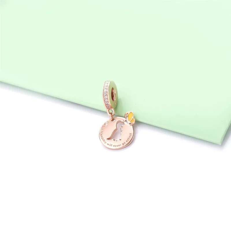 (image pour) Charm pendant Médaillon Dinosaure & Papillon en PANDORA Rose 788180CZ - Afficher 2