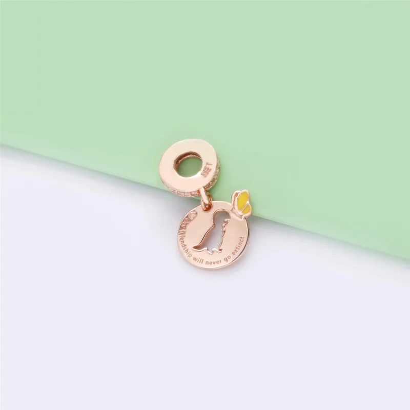 (image pour) Charm pendant Médaillon Dinosaure & Papillon en PANDORA Rose 788180CZ - Afficher 3