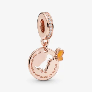 Charm pendant Médaillon Dinosaure & Papillon en PANDORA Rose 788180CZ (image pour) Charm pendant Médaillon Dinosaure & Papillon en PANDORA Rose 788180CZ